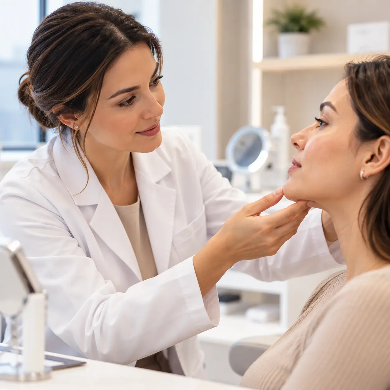 Consulta com dermatologista sendo realizada em Fortaleza — Top+ Saúde Clínica Médica